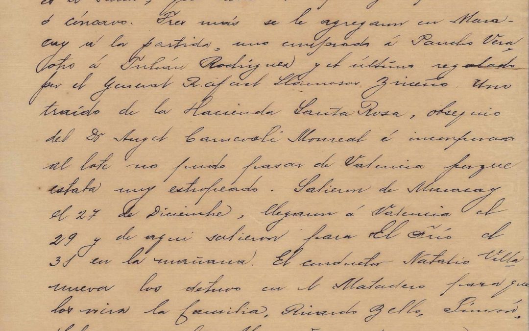 Manuscrito sobre la compra de 20 toros raza Angus, adquiridos a Cirilo Croker el 14 de diciembre de 1913 en Turmero.