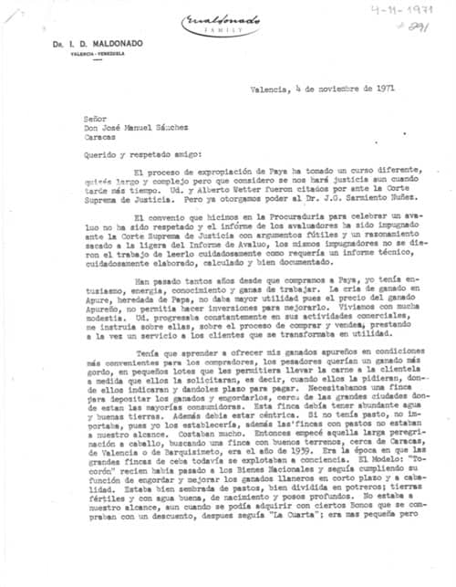 Carta del Dr. Iván Darío Maldonado dirigida al señor José Manuel Sáchez. 6 págs.
