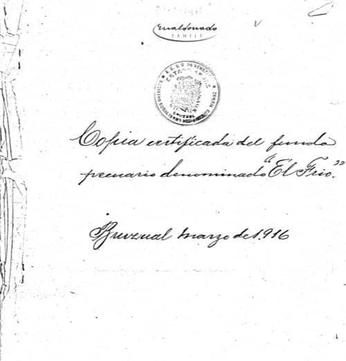 Documento de venta de la propiedad pecuaria “El Frío” por Soledad de Von Bauditz a Samuel Darío Maldonado. 16 págs.