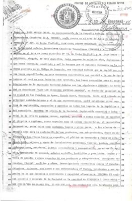 EFEMÉRIDE 19: CONSTITUCIÓN DE LA SOCIEDAD MERCANTIL “HATO LOS CHIGÜIRES S.A.”