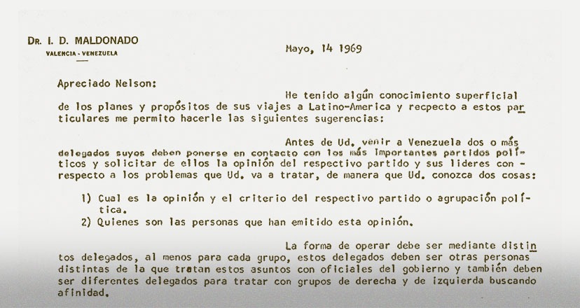 EFE 36: Carta de Iván Darío Maldonado para Nelson A. Rockefeller